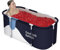 Sinbide Baignoire Pliable Adulte, Grand Antidérapant Baignoires Portable Mobile pour Douche, Pliante SPA Baignoire pour Petite Salle de Bain, Trempage Autoportante Baignoire, 133x64x47cm (Bleu-blanc)