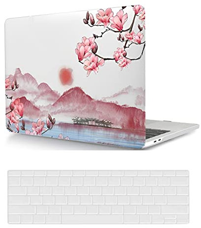 Estuche Dura para Macbook Air 13 Pulgadas A1932 A2179 A2337 M1 2020 2019 2018 con Pantalla Retina Touch ID, Funda Protettiva Delgada in Plastica & Cubierta de Teclado, montaña Rosa