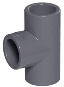 Raccordi idraulici metrici in PVC grigio tubo per acquario, connettori idraulici saldati a solvente (pezzo a T, 40 mm)