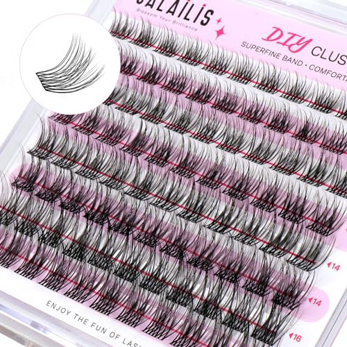 CALAILIS Wimpern Einzeln, 88 Pcs DIY Einzelne Wimpern Für Die Selbstanwendung Von Lash Extesnion Zu Hause, 10-16mm D Curl Cluster Individual Lashes (HD15-MIX)