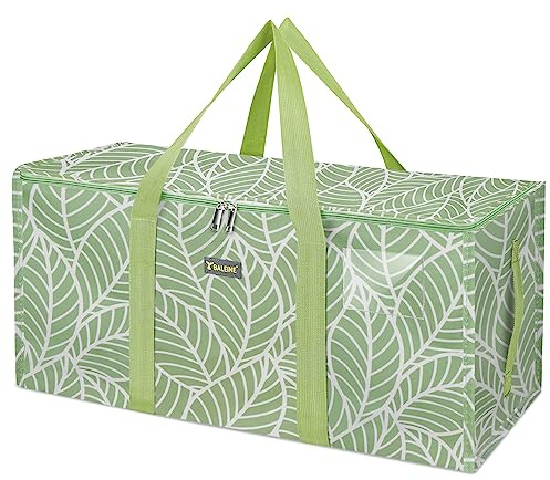 BALEINE Extra Large Storage Tote with Zippers & Carrying Handles, Heavy-Duty Oxford Fabric Moving Bags for Laundry, Space Saving, Storage, Antique Foliage