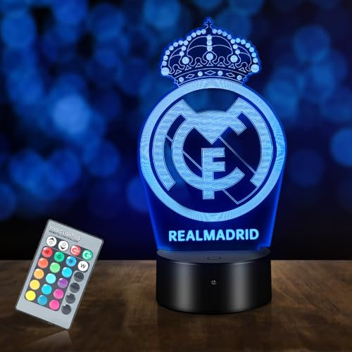HooJtny Madrid Lampe, Fußball-Lampe 3D, 16 Farben der Beleuchtung und Fernbedienung, Geschenke für Kinder Fußballer
