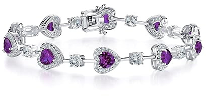 GEMLANTO 925 Sterling Silber Geburtsstein Tennis Armband Damen Frauen Kreierter Schmuck Geschenk für Valentinstag Verlobung Geburtstags Muttertags Weihnachten
