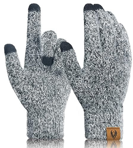 heekpek Handschuhe Strick Damen Touchscreen Handschuhe Winter Warm Fingerhandschuhe Winterhandschuhe Strickhandschuhe, Dunkelgrau