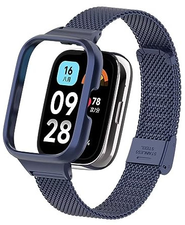 T-BLUER Ersatz-Armband aus Edelstahl, kompatibel mit Xiaomi Redmi Watch 3 Active, Dunkelblau