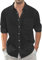 J.VER Chemise en lin pour homme - Manches longues - Coupe droite - Chemise de plage en coton - Chemise d'affaires - Chemise d'été décontractée, Noir , 5XL