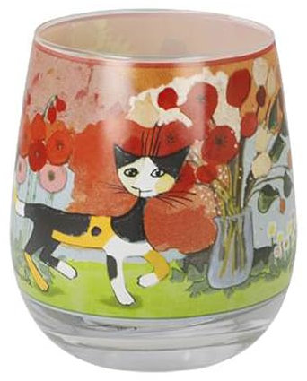 Goebel Windlicht „L'estate in giardino“ Rosina Wachtmeister, bunt, aus mundgeblasenem Glas, Maße: 8,5x8,5x9,5 cm, 66-852-87-1