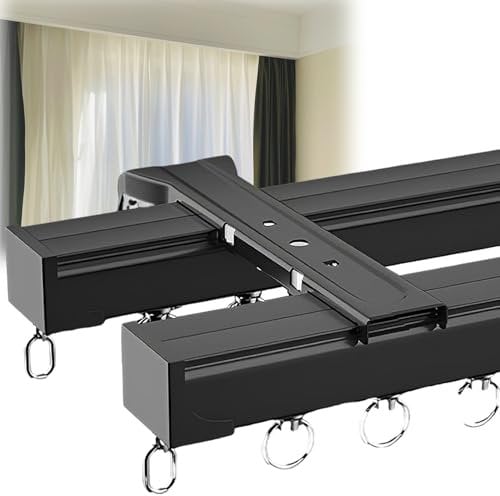 Vorhangschiene, Deckenmontage, Aluminium Gardinenschiene, Komplett-Set mit 2-läufiger Schiene, Decken - Oder Wandmontage Gardinenstange für Privatsphäre, Raumtrennung, Wohnzimmer Schiebevorhänge (Col