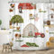Bauernhof Duschvorhang 180x220 cm, ASDCXZ Rustikaler Bauernhof Rot Scheune Tier Schwein Huhn Kuh Hund Schafe Waschbar Duschvorhänge Polyester Textil Wasserdicht Duschvorhang für Badewanne mit 12 Haken