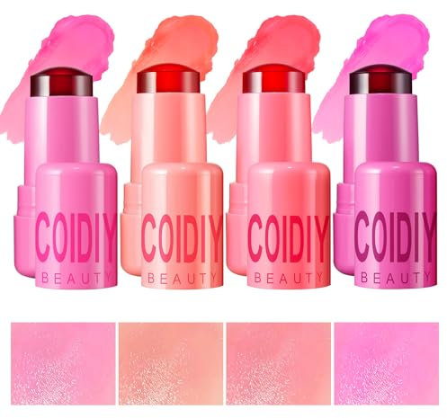 Jutqut Milk Blush Stick Jelly, Waterproof Long Lasting Lip Stain, Matte LipGloss, Natural Rougestift, Wischfest Rouge Stick, Multi Use Makeup Rouge Pen für Lippen und Wangen
