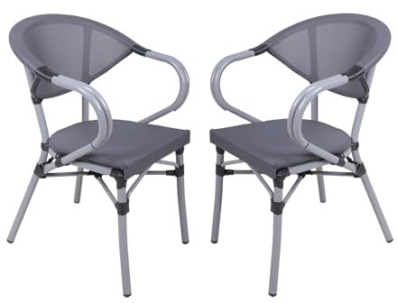 2er Set Stapelstuhl Toskana Garten Terrasse Stuhl Essstuhl Gartenmöbel grau