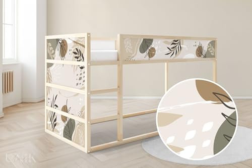 Unik Nordic Aufkleber für IKEA KURA Hochbett, Beige Formen 5-Sticker-Set Oben, Bettaufkleber, Sticker für Kinderbett, Möbelfolie fürs Kinderzimmer, Bettfolie für Kinder
