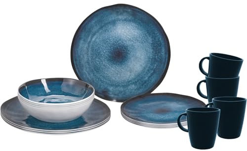 Brunner Campinggeschirr Set Breeze Camping Geschirr Teller Tassen Melamin 16tlg