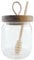 MEETOZ Glass Honey Pot, Equipped with Wooden Honey Stick,Acacia wood lid, Honey Pot Glass Holder Dispenser, For home kitchens - 500 ml ﻿