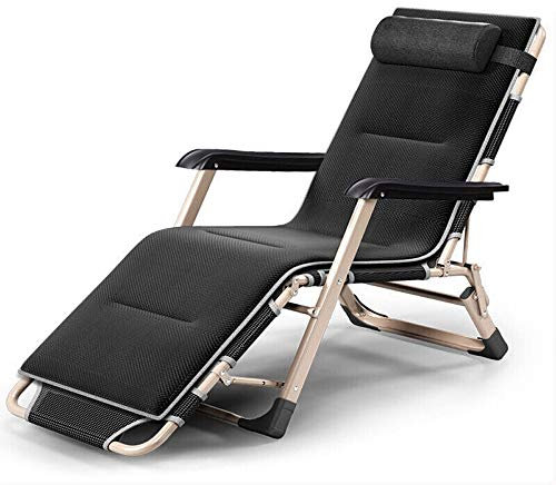LKYLGYU CULPRT Tragbares Klappbett Klappbett Liegestuhl Mittagspause Für Innen Büro Balkon Terrasse Garten Strand Außen Strand Und Pool Liege Tragbarer Stuhl/Schwarz/178 * 66 * 98Cm