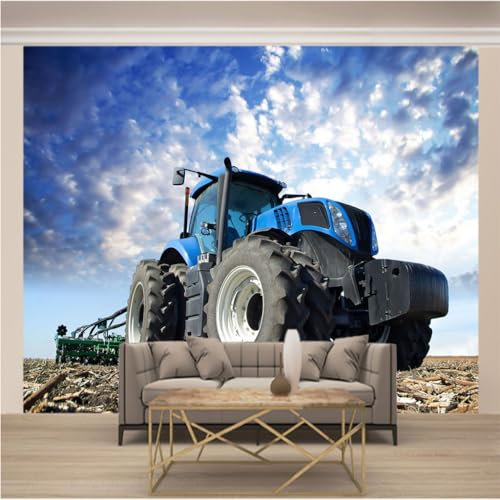 Fototapete 3D Effekt Foto Wallpaper Phototapete Tapisserie Modern Vlies Tapeten Art Wandtapete Wanddeko Wohnzimmer Schlafzimmer kinderzimmerxxxl 350 x 256cm(B x H) Traktor