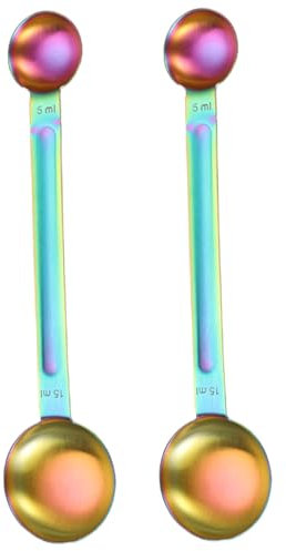 Wedhapy Measuring Spoons 2Pcs Double Heads Coffee Measuring Spoon, 5ml & 15ml Tablespoon Measuring Spoon Stainless Steel Long Handle Measuring Spoons for Precis Baking Measurements Measuring Spoons