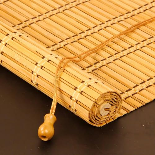 Bambusrollo Jalousine Bambus Raffrollo Rollo aus Bambus Mit Lifter Sonnenschutz Sichtschutz Rollo Seitenzugrollo, für Fenster und Türen Tür Terrasse Balkon Garten,Anpassbar