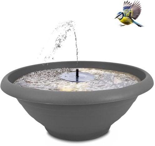 matches21 HOME & HOBBY Fontaine solaire XXL pour l'extérieur - Grande coque de 60 cm - Gris - Fontaine de jardin
