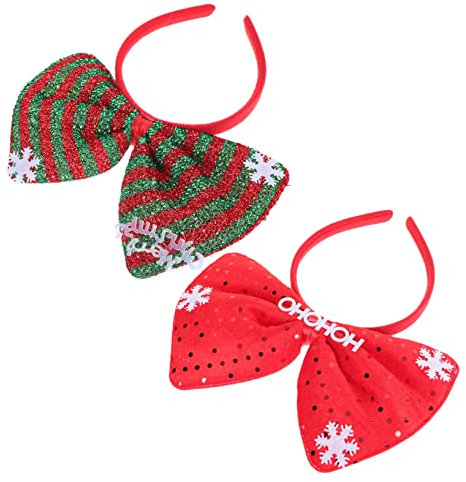 FRCOLOR 2stücke Bowknot Haarband Mit Schleifenhaarschmuck Für Cosplay Bühnenhaarreifen Weihnachtsfest-stirnband Und Haarschmuck Für Weihnachten