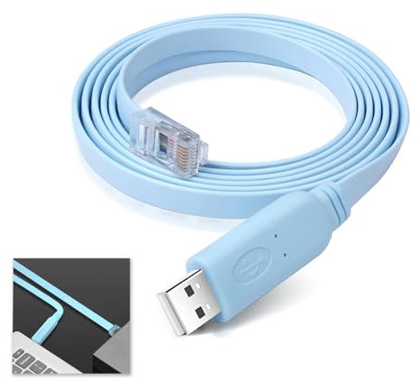 Console Cable for Cisco, USB to RJ45 Cable 6ft 1.8m, RS232 Router Switch Console for Windows, MAC, Linux, No RS232 Adapter Needed, Compatible with Cisco, Huawei, TP-Link (Blue) (Blue)