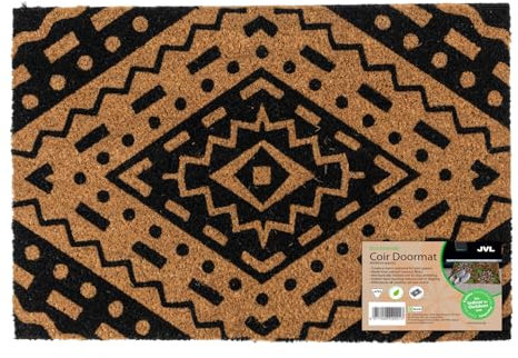 JVL Eco-Friendly Latex Backed Coir Entrance Doormat, 40x60cm - Aztec