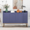 MISNODE Aparador Moderno de Madera 4 Puertas, Patas Doradas, Estantes Ajustables para Cocina Salón Entrada 120x30x80cm, Azul (Azul)