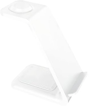 BRAVECOW Wireless Charger Stand, 3-in-1 MagSafe Wireless Charging Station 15W Qi Fast Dock Phone Charger for iPhone 16/15/14/13/12/11/Pro Max/X, Foldable Design Safe Portable (White)