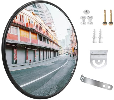 Verkehrsspiegel, 30cm Weitwinkel Konvexspiegel,Weitwinkel Spiegel Konvex Rund,Verstellbarer Verkehrsspiegel für Ausfahrten für Garage, Verkehr, Einfahrten, Lager, Hof, Geschäfte