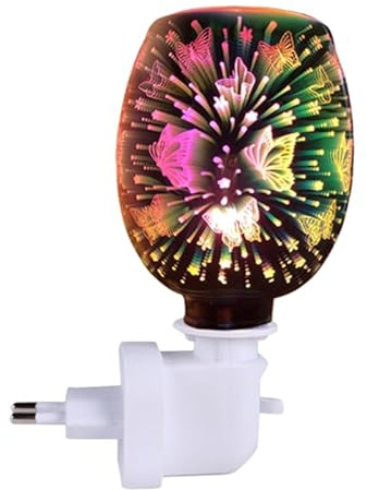 Mobestech Lámpara De Aroma Sin Fuego Quemador Eléctrico De Cera Aromática Y Wax Melts Luz Decorativa 3D Enchufe UE para Dormitorio Sala De Estar Y Oficina 5.51X3.14X3.14In