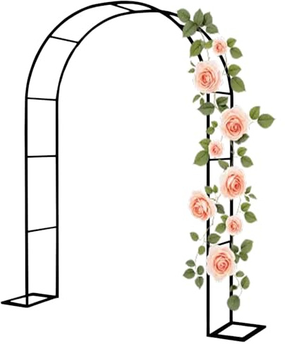 Traliccio da giardino in metallo resistente, per piante rampicanti, robusto, per interni ed esterni, pergolato, supporto per rose e viti, regolabile, 2-2,5 x 0,8-3,5 m, nero