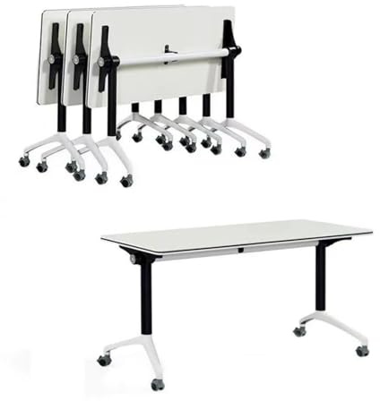 Klappbarer Konferenztisch, mobile Besprechungs- und Schulungstische mit feststellbaren Rollen, mobile Schreibtische mit Klappplatte und Rollfunktion für das Büro und Zuhause(16pcs,120*50cm)