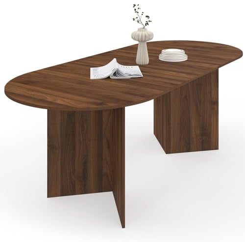 IDMarket - Ausziehbarer ovaler Esstisch Marthe 6-10 Personen Nussbaum 160-200 cm