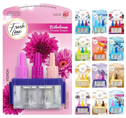 FRESH LINE® Duftstecker Nachfüller 6er Pack (3x7ml) – 3-Phasen-Wechsel – komp. zu 3VOLUTION – Lufterfrischer – 6 Düfte: Wildbeeren, Jasmin Limetten, Aprilfrisch, Goldene Orchidee, Vanille, Orchideen