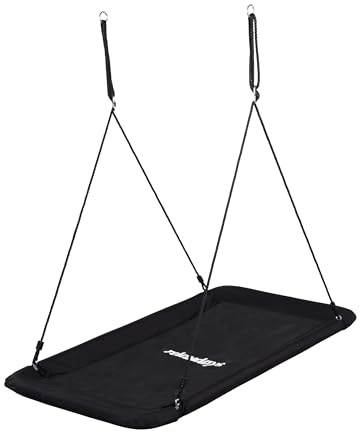 Relaxdays Nestschaukel, eckig, Schaukelnest Kinder & Erwachsene, 150 kg, Mehrkindschaukel Outdoor, BT 150x80 cm, schwarz