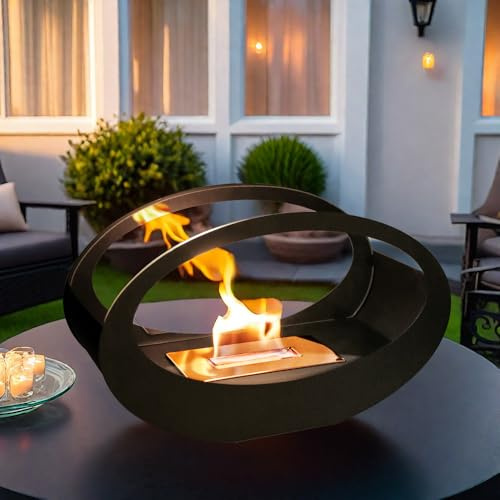 JHY DESIGN 40cm de Long Brasero de Table en métal et Verre Noir pour la Décoration