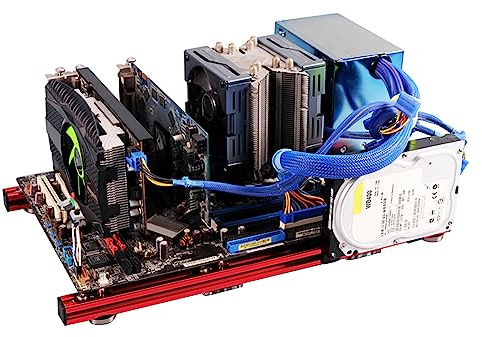 HUSHUI Caja de Placa Base DIY Mini ATX, Marco de Aluminio Ligero para Constructores de PC, Diseño Abierto para una Mejor Disipación del Calor