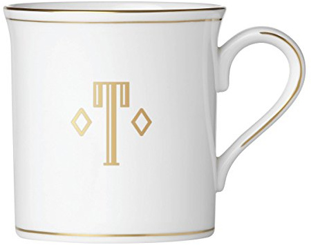 Lenox 874373 Federal Gold Monogrammed Mug, Bone China, Letter T