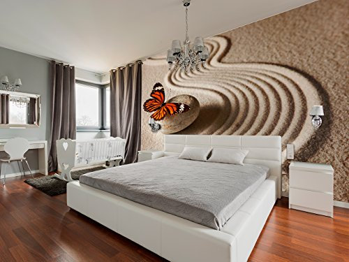 Fotomural vinilo pared Jardin Zen Arena Mariposa 200x150cm | Fotomurales pared | Fotomural Decorativo | Vinilo Decorativo | Decoración de comedores, salones | Diseño Elegante