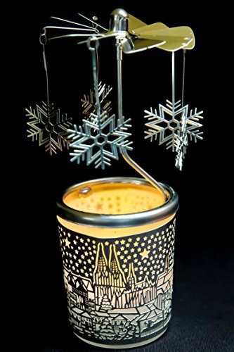 Pyramide/Rondell Silber Teelichtglas im Geschenkkarton Set inkl. Glitzerstern (Schneeflocke 1)