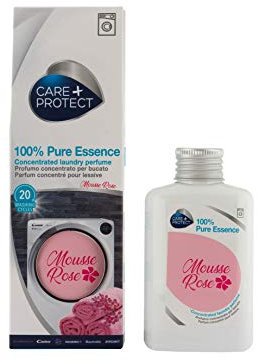 CARE+PROTECT Mousse Rose - Essence 100% Pure - Parfum de Lessive pour Machine à Laver - Essence Concentrée pour le Linge et les Vêtements - Longue Durée - Jusqu'à 5, 20 Cycles, 100 ml
