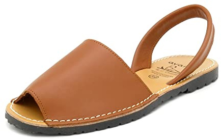 Avarca - Made In Spain - Echtleder Damen Sandalen einfarbig - schöne, Bequeme und praktische Menorca Ibiza Sommerschuhe Strandschuhe 201, 40 EU Schmal, Milk-chocolate (Brown)