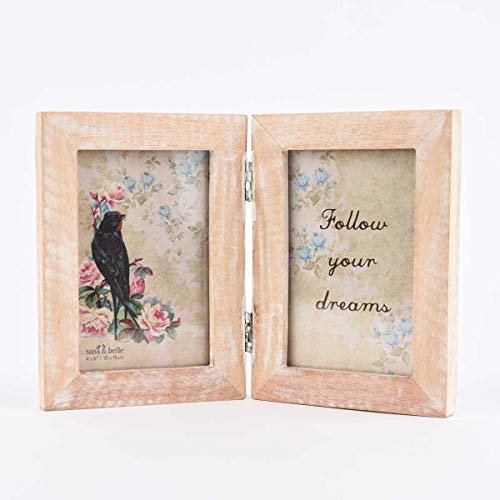 SCHÖNER LEBEN. Sass & Belle Doppel Bilderrahmen Mangoholz weiß 26x18,5cm