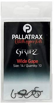 Pallatrax Gripz Wide Gape Fishing Hooks - Carp Fishing Hooks - Award Winning Fishing Hooks (Size 14 - Wide Gape Gripz)