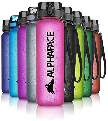 ALPHAPACE Trinkflasche, auslaufsichere 1.000 ml Wasserflasche, BPA-freie Flasche für Sport, Fahrrad & Outdooraktivitäten, Sportflasche mit Fruchteinsatz, in Pink