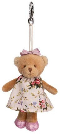 Bukowski Schlüsselanhänger Teddybär Meli 10 cm mit Blumenkleid und pinke Schuhe