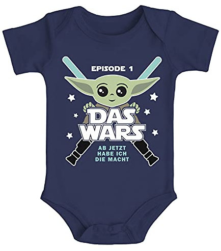 MoonWorks® Baby Body mit Spruch lustig Episode 1 Das Wars Jetzt Habe ich die Macht Yoda Parodie Jungen & Mädchen Navy 0-3 Monate