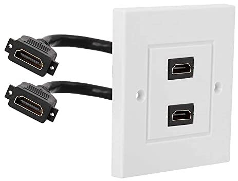 Ancable Dual Port HDMI Wall Plate Faceplate, HDMI Socket Plug Outlet Decorative Face Cover, Mount for Home Hotel Office Building