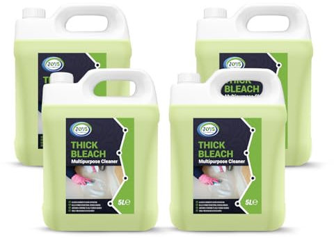 Jovs Extra Strength Thick Bleach, 4 x 5L - Professional-Grade Toilet Bleach for Superior Sanitization and Disinfection, Multipurpose Cleaning Solution for Home and Workplace