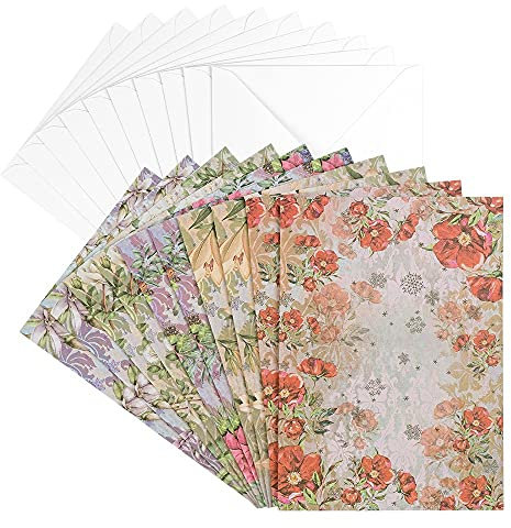 Ideen mit Herz Grußkarten-Set mit Umschlägen | 10 Motiv-Karten | blanko | bunt | neutral | Ideal für Glückwünsche zum Geburtstag, Hochzeit, uvm. | Din B6 (Winterzeit 02)